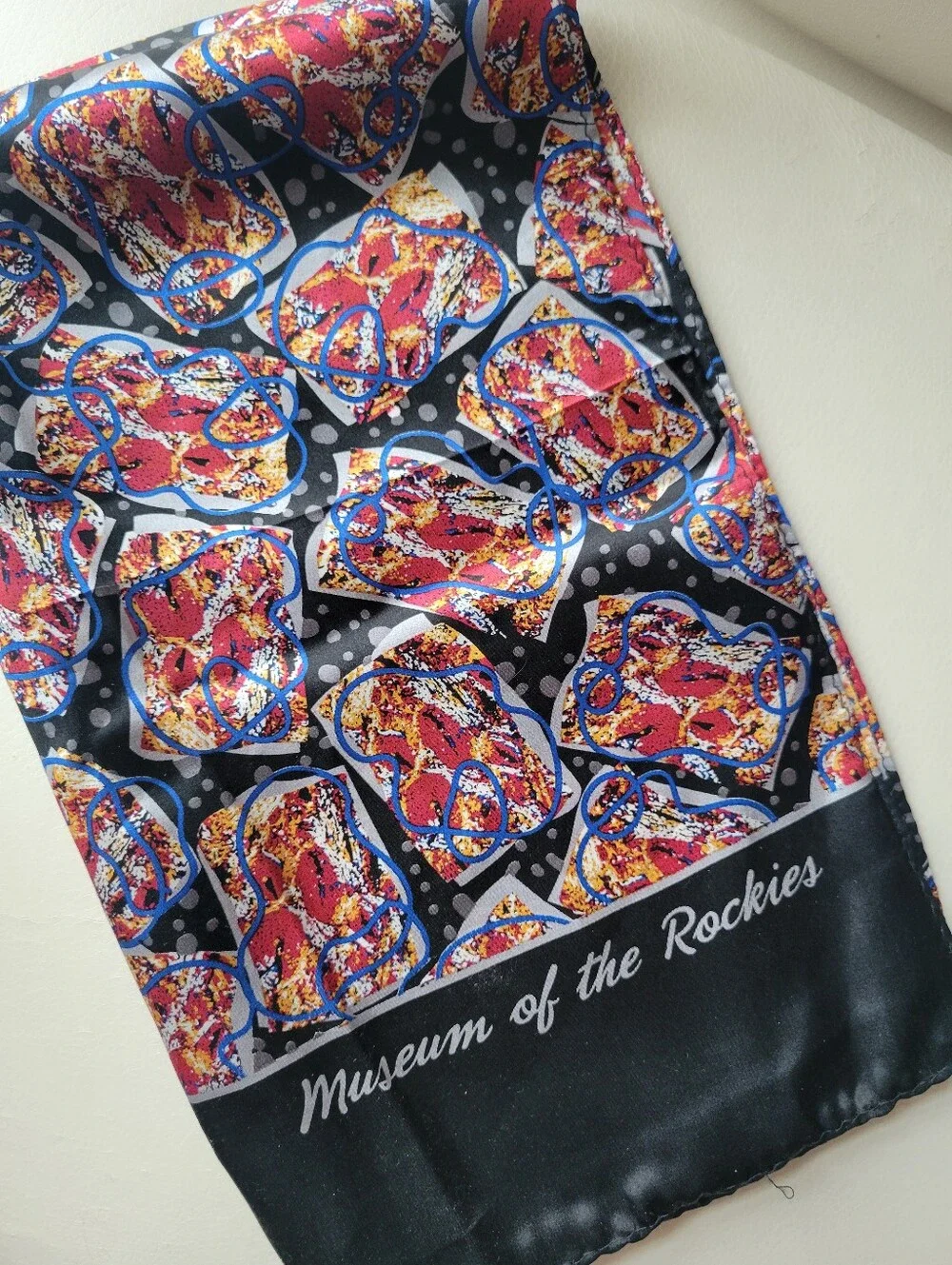 Museum of the Rockies Silk Oblong Abstract Scarf T. Rex ~ Unisex ~ Handmade ~ MT